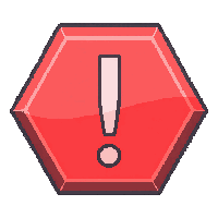hexagon badge red warning exclamation mark