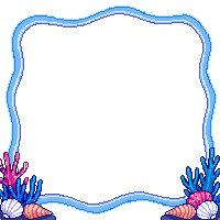 ocean frame blue waves seashells coral border