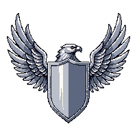 shield emblem silver eagle wings spread