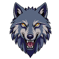 wolf head emblem gray howling detailed