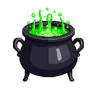 cauldron black iron bubbling green liquid