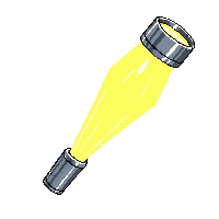 flashlight yellow beam silver body