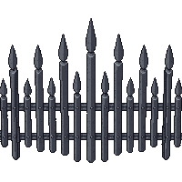iron fence section dark pointed spikes