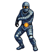 mummy wrapped bandages glowing eyes