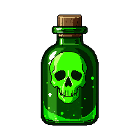 potion bottle green toxic skull label