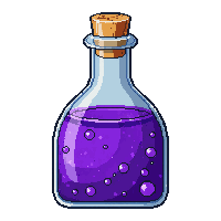 potion bottle purple swirling liquid cork