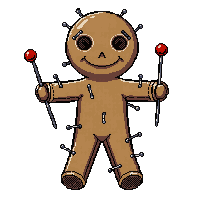 voodoo doll brown stitched pins