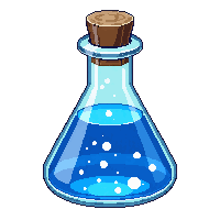blue elixir bottle tall thin flask magic