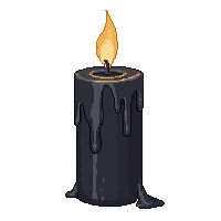 candle black wax dripping flame lit tall