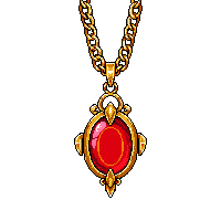 cursed amulet golden red gem chain necklace