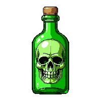 green poison bottle skull label toxic