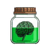 jar brain specimen green liquid sealed