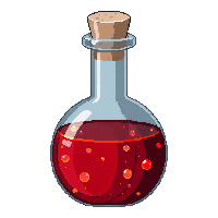 red potion bottle round flask cork stopper