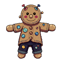 voodoo doll burlap stitched pins buttons