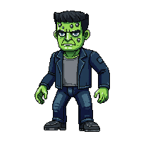 Frankenstein Monster Green Skin Bolts 011 — free pixel art sprite from Horror Kit