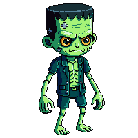 Frankenstein Monster Green Skin Bolts 016 — free pixel art sprite from Horror Kit