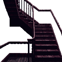 decrepit mansion hallway wallpaper peeling dark stairs