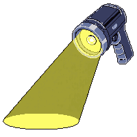 Flashlight Beam Yellow Darkness Handheld Batteries — free pixel art sprite from the Horror Pro collection, transparent PNG