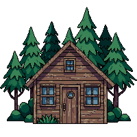 forest cabin isolated wooden dark windows boarded