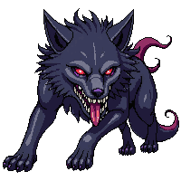 infected wolf mutated red eyes drooling aggressive