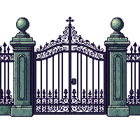 iron gate ornate cemetery entrance locked rusted