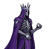 lich king skeletal crown robes dark magic purple