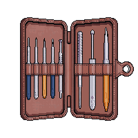 Lockpick Set Tools Wire Thin Picks Leather Case — free pixel art sprite from the Horror Pro collection, transparent PNG