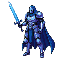 Wraith Knight Spectral Armor Sword Ghostly Blue — free pixel art sprite from the Horror Pro collection, transparent PNG