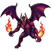 horror demon winged horns claws fire