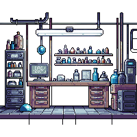 horror laboratory dark broken equipment