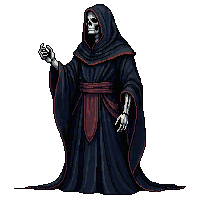 horror lich skeletal mage dark robes