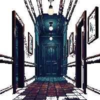 horror mansion hallway dark cobwebs