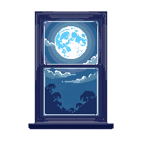 horror moonlight beam window night silver