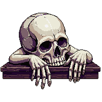 horror skull human resting shelf dusty