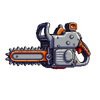 survival chainsaw motor blade running