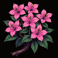 Azalea Bush Flowering Pink Magenta Trimmed — free pixel art sprite from Japanese Garden