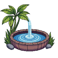 Bamboo Fountain Basin Water Drip Zen — free pixel art sprite from Japanese Garden