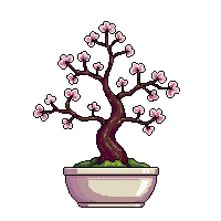 Bonsai Tree Flowering White Pot Ceramic — free pixel art sprite from Japanese Garden