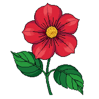 Camellia Flower Red Green Leaves Japanese — free pixel art sprite from Japanese Garden