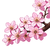 Cherry Blossom Branch Close Up Pink Petals — free pixel art sprite from Japanese Garden