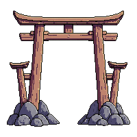 Japanese Gate Wooden Moon Shaped Round Entry — free pixel art sprite from the Japanese Garden collection, transparent PNG
