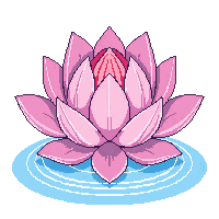 Lotus Flower Pink Open Water Floating Sacred — free pixel art sprite from the Japanese Garden collection, transparent PNG