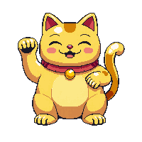 lucky cat maneki neko waving gold ceramic