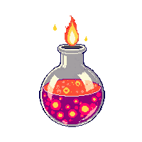 Fire Breathing Potion Round Flask — free pixel art sprite from the Magic Items collection, transparent PNG