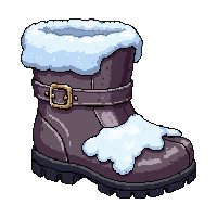iron stomp boots  snow covered