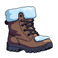 sturdy hiking boots  frost coated