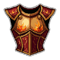 ornate breastplate  fire emblazoned