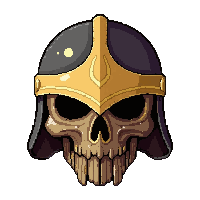 barbarian skull helm  gold trimmed