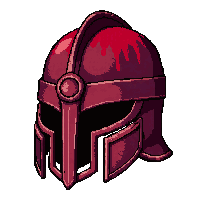 iron great helm  blood stained