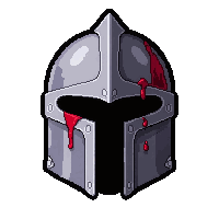 knight visored helmet  blood stained